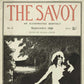 The cover of the Savoy, an arts and literature magazine dated 1896.  The bold red heading reads "The Savoy" with subtitle "An Illustrated Monthly."  Below that is a black and white woodcut print of two women confiding in the shade of large trees.  The illustration on Rare Breed's Dryad T-shirt was originally published in this periodical.